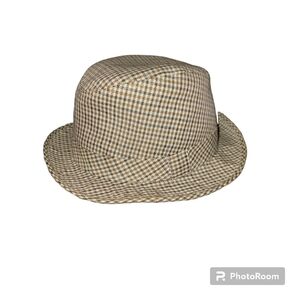 Goorin bros Plaid Tweed Fedora Hat OS Beige Brown EUC